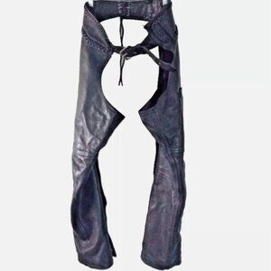 Hudson Leather Unisex Chaps Black Size Small Phone Pocket Adjustable Lace-Up